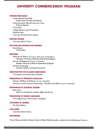 Commencement schedule